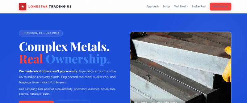 Website screenshot of lonestartrade.us