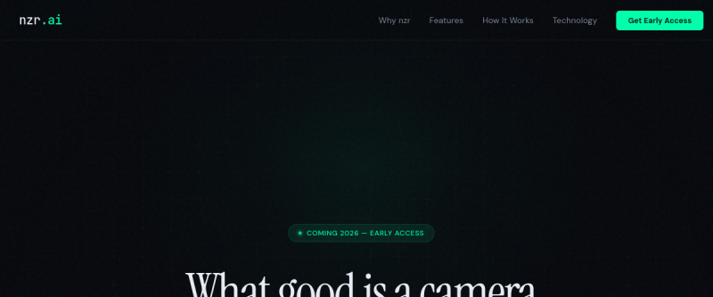Website screenshot of nzr.ai