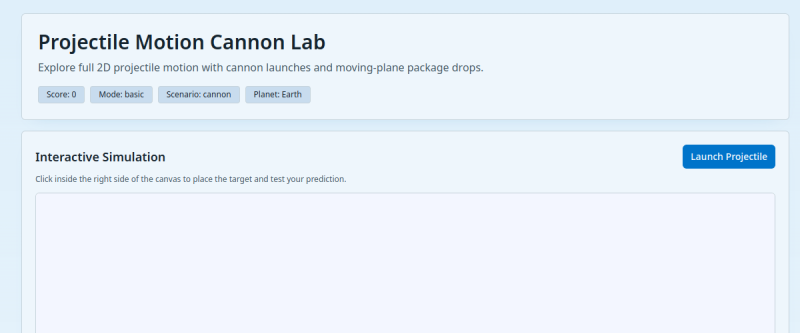 Projectile Motion Sandbox preview