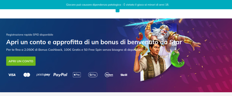 StarCasino (Betsson Italy) Homepage