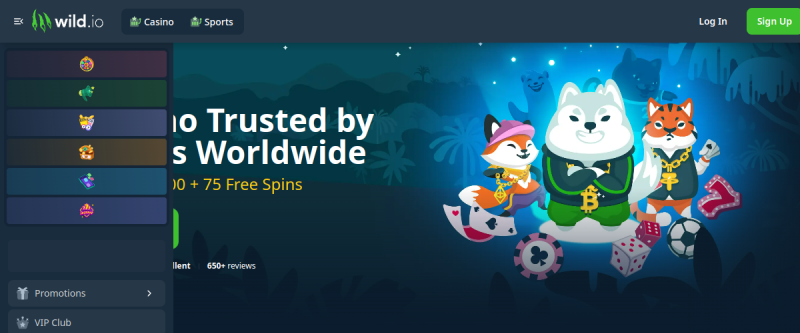 Wild.io Casino Homepage