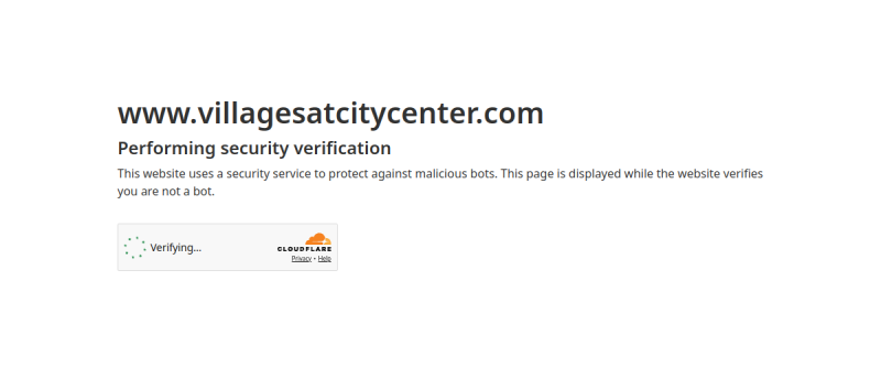 Website screenshot of The Villages at City Center