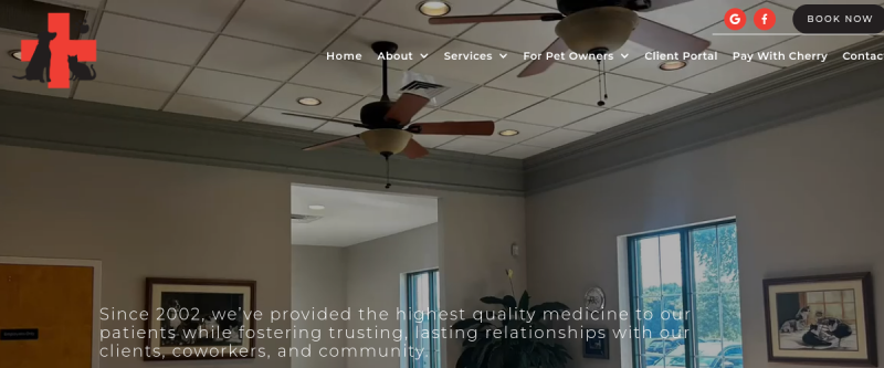 Website screenshot of Animal Health Care Center