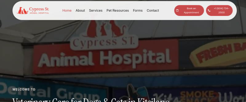 Cypress Vet website screenshot