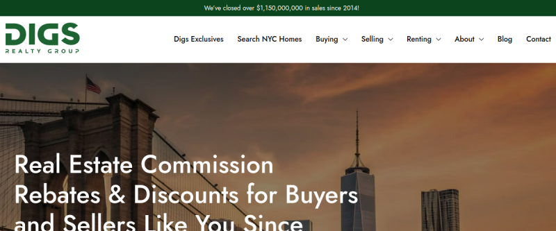 Website screenshot of Digs Realty Group