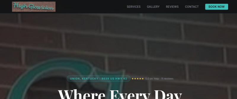 High Gloss Salon website screenshot