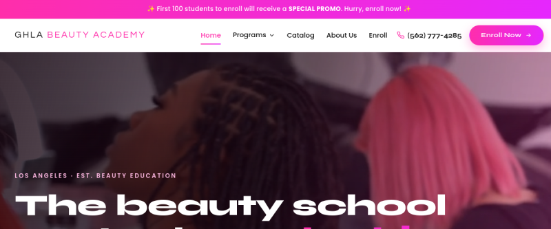 GHLA Beauty Academy website