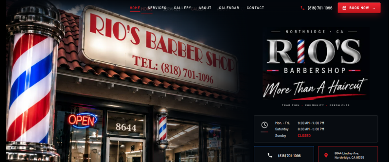 Rio's Barbershop — website by IMDGFX