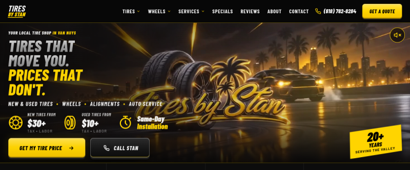 Tires By Stan — Auto Repair, Tire & Body Shops website by IMDGFX