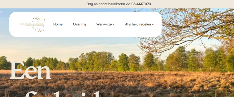 Screenshot van janinebijafscheid.nl