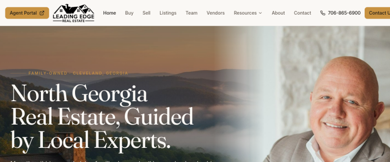Website screenshot of Leading Edge Real Estate