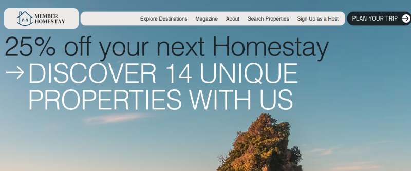 Member Homestay website preview