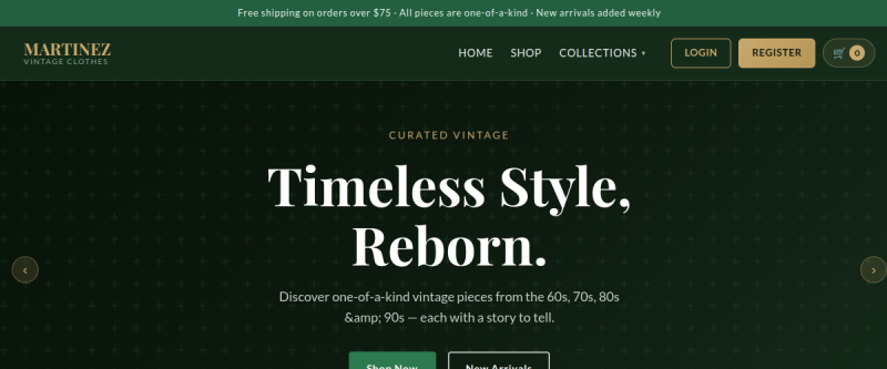 Martinez Vintage Clothing website