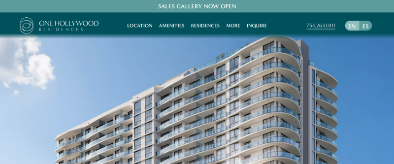 Website screenshot of One Hollywood Residences