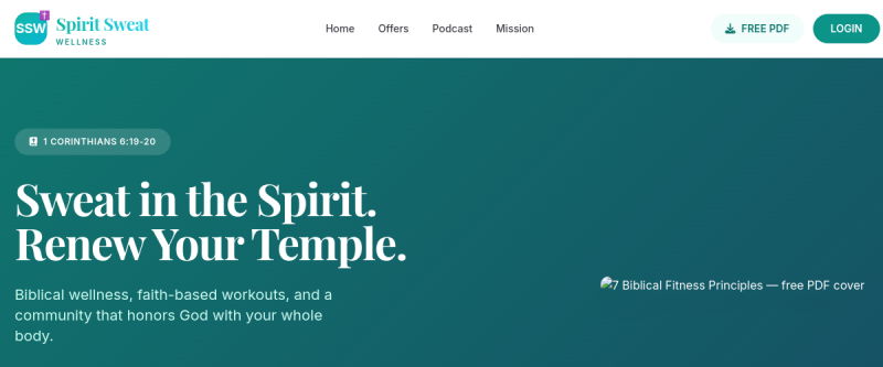 Spirit Sweat Wellness website