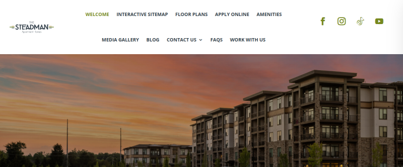 Website screenshot of The Steadman Apartments