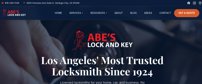 Abe's Lock & Key website