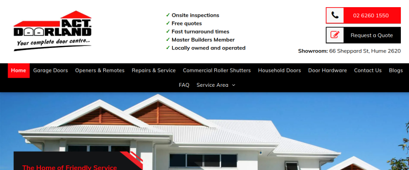 Website screenshot of ACT Doorland