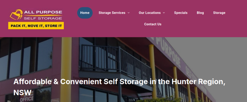 Website screenshot of All Purpose Self Storage