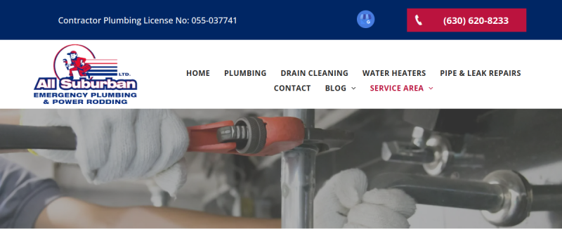 Website screenshot of All Suburban Emergency Plumbing & Power Rodding