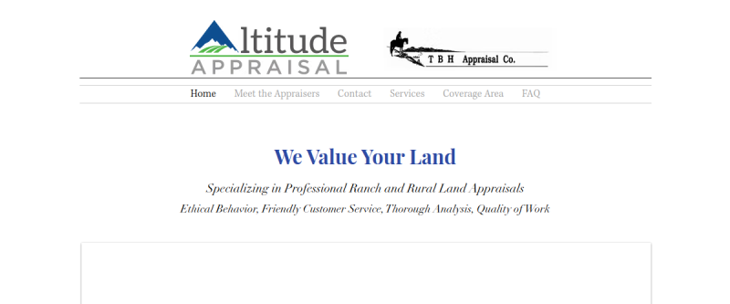 Website screenshot of Altitude Appraisal