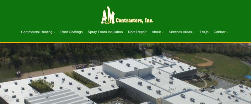 Website screenshot of A & M Contractors