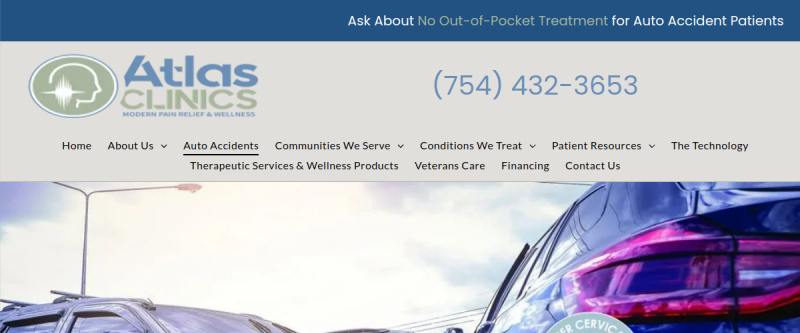 Website screenshot of Atlas Clinics Pompano Beach