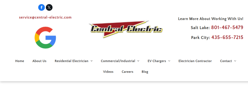 Website screenshot of Central Electric Inc