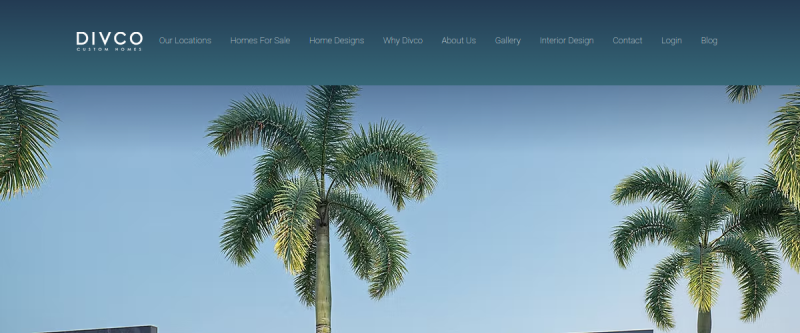Website screenshot of Divco Custom Homes