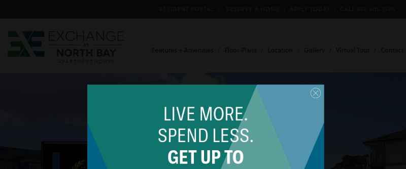 Website screenshot of Exchange at North Bay