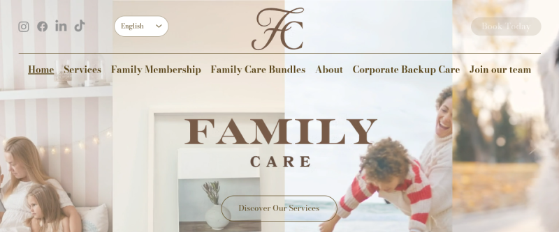 Family Care Options homepage screenshot