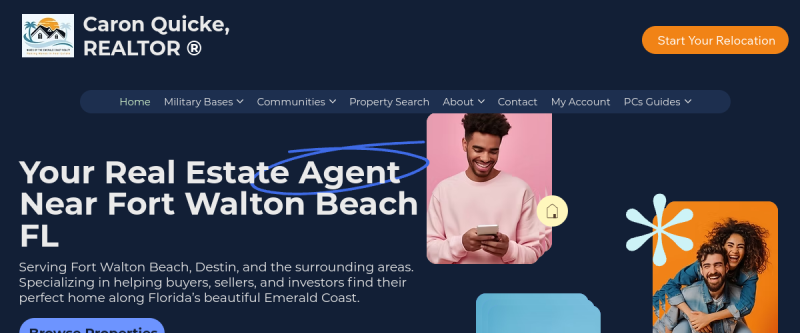 Website screenshot of Caron Quicke REALTOR