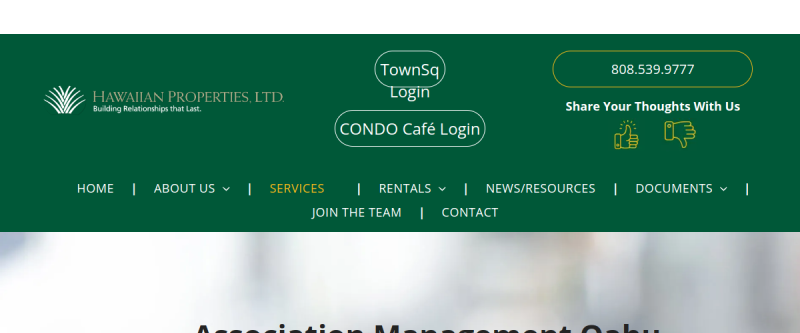 Website screenshot of Hawaiian Properties Ltd
