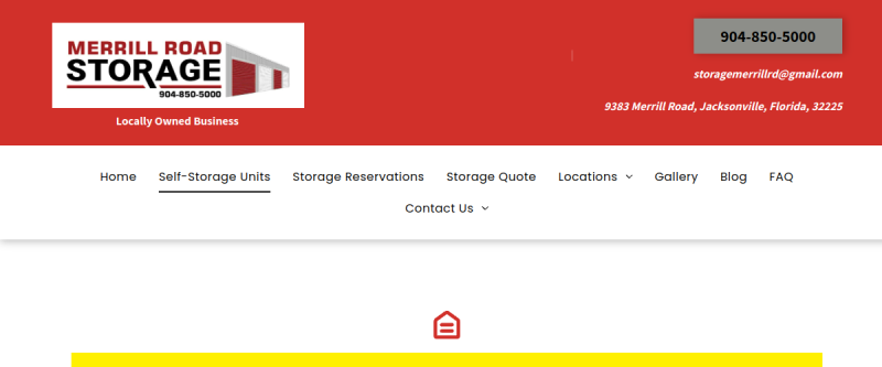 Website screenshot of Merrill Road Storage