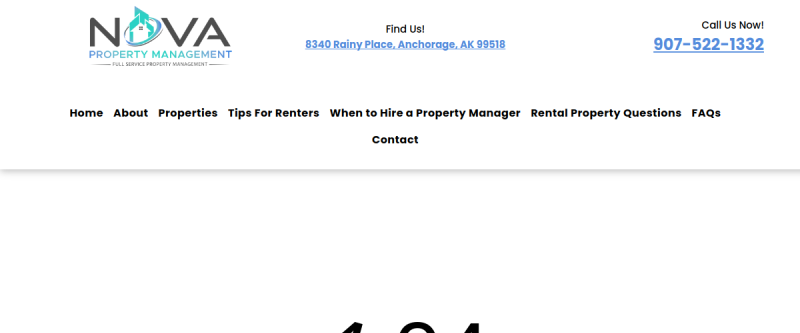 Website screenshot of Nova Property Management