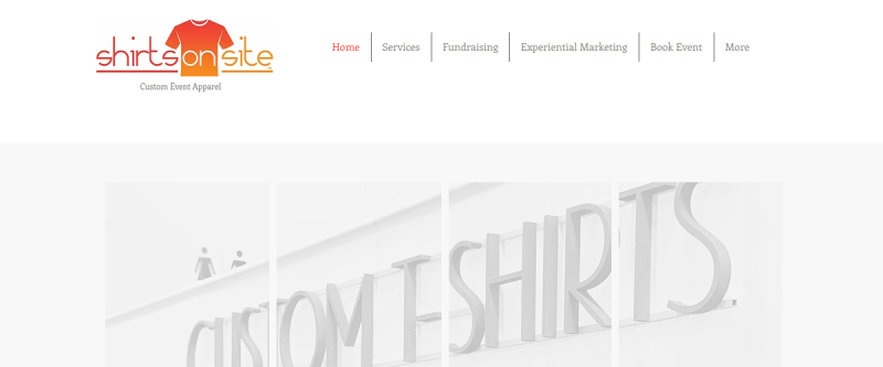Website screenshot of Shirts On Site Inc.