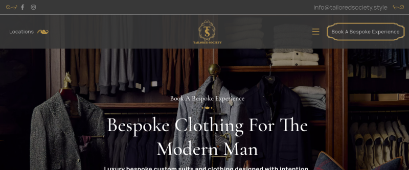 Website screenshot of Tailored Society