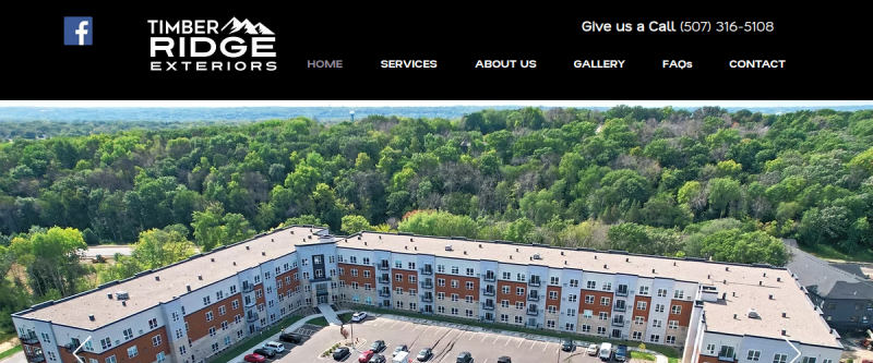 Website screenshot of Timber Ridge Exteriors, LLC.