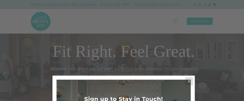 Website screenshot of Truly U