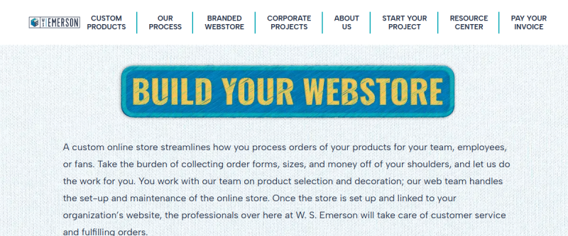 Website screenshot of W.S. Emerson