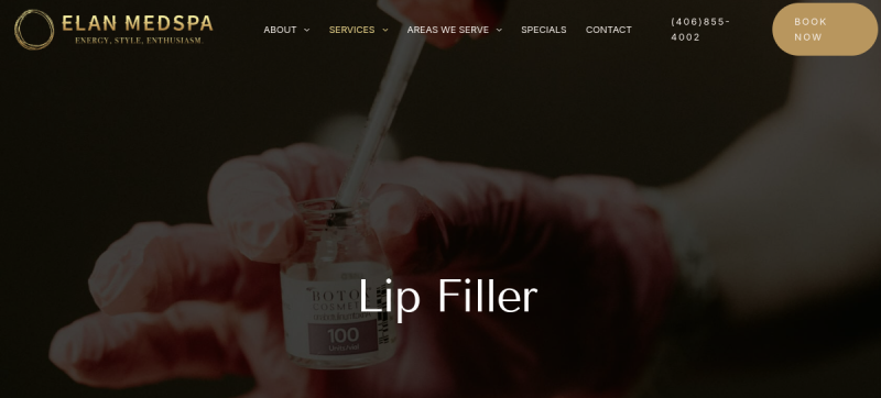Website screenshot of Elan Medspa