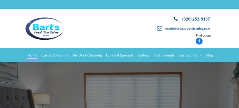 Website screenshot of Bart's Carpet Clean Systems