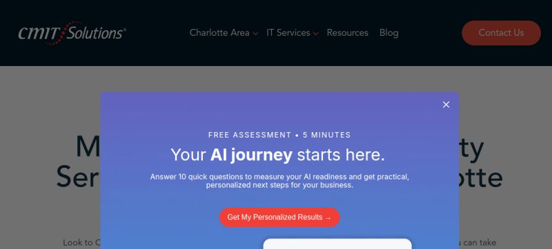Website screenshot of CMIT Solutions of Metrolina