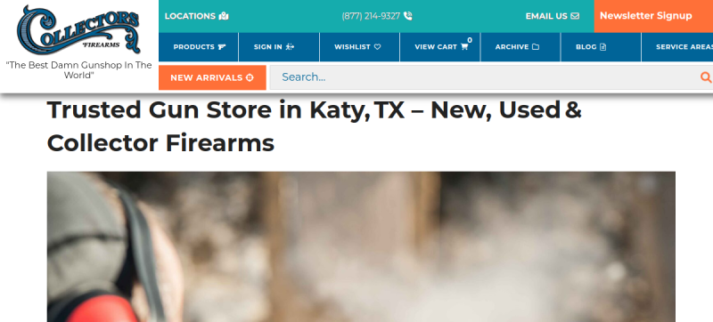 Website screenshot of Collectors Firearms