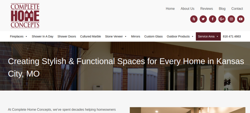 Website screenshot of Complete Home Concepts