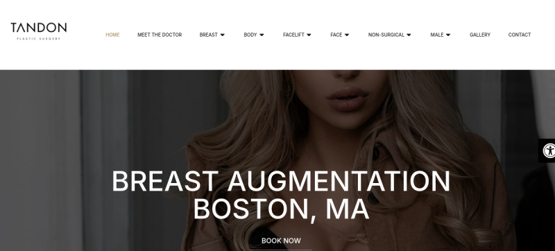 Website screenshot of Dr. Vickram Tandon | Tandon Plastic Surgery