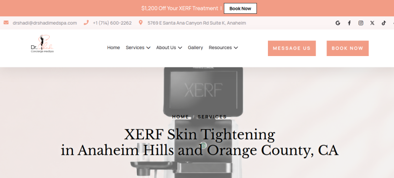 Website screenshot of Dr. Shadi Concierge MedSpa