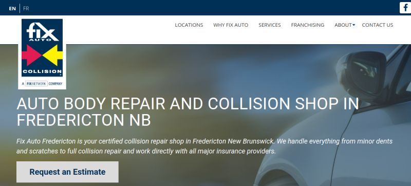 Website screenshot of Fix Auto Fredericton