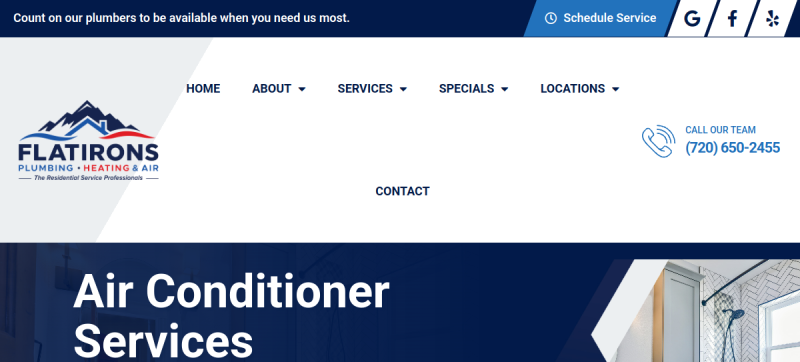 Flatirons Plumbing, Heating, & Air website