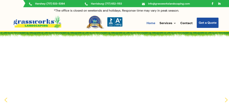 Website screenshot of Grassworks Inc